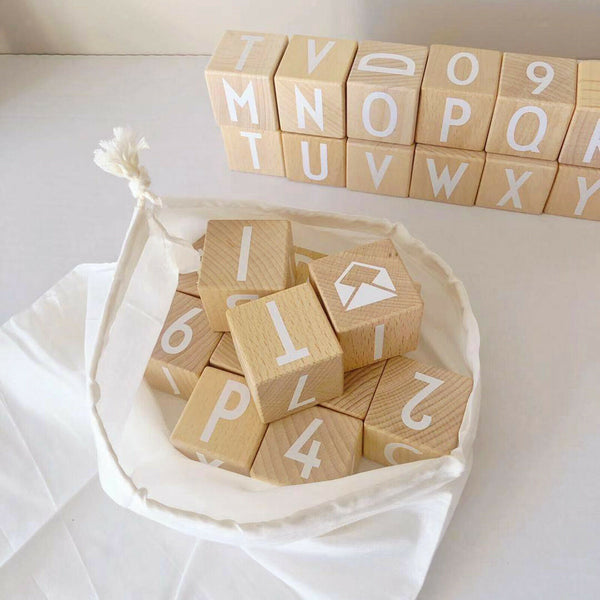 Beechwood Montessori Alphabet ABC Building Blocks Toddler Baby Grab Stacking