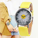 Waterproof Quartz Watch Women Rhinestone Flower Print Wristwatch (Yellow) A