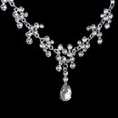 Wedding Bridal Rhinestone Necklace Dangle Earrings Set Clip On