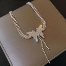Butterfly Rhinestone Necklace Women Tassel Long Choker Party Neck Jewelry