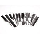 10Pcs Black Pro Salon Hair Styling Hairdressing Plastic Barbers Brush Combs