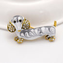 Cute Dachshund Dog Brooches For Women Fashion Alloy Rhinestone Enamel Anima P1H8