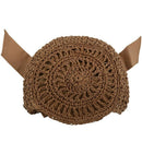 Women Beach Bag Round Straw Crochet Shoulder Summer Bag Purseï¼ˆLight Brownï¼‰