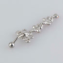 Puncture Ring Medical Needle Butterfly Zircon Flower Umbilical Navel Ring