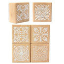6 Assorted Wooden Stamp Rubber Seal Square Handwriting DIY Craft Flower Lac