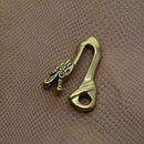 Solid Brass U Hook Key Loop Pocket Clip with Ring, Simple Style Car Keychain for