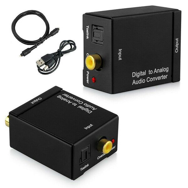Digital to Analog Audio Converter Coaxial Optical Toslink RCA LR Adapter Black
