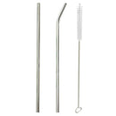 1Set Kitchen Tools 2pcs Stainless Steel Metal Drinking Straws+Brush for Mug A