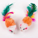 2x Soft Fleece False Mouse Cat Toys Colorful Feather Funny Playing Toys SEAU