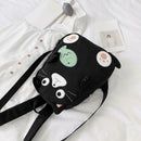 Fashion Cat Print Travel Backpacks Women Canvas Shoulder Top-handle Bags