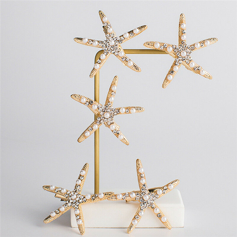 Fashion Lady Girl Beach Wedding Natural Starfish Sea Star Hair Clip Hairpin  lj