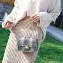 Women Serpentine Shoulder Handbag PU Leather Chain Small Crossbody Bags A
