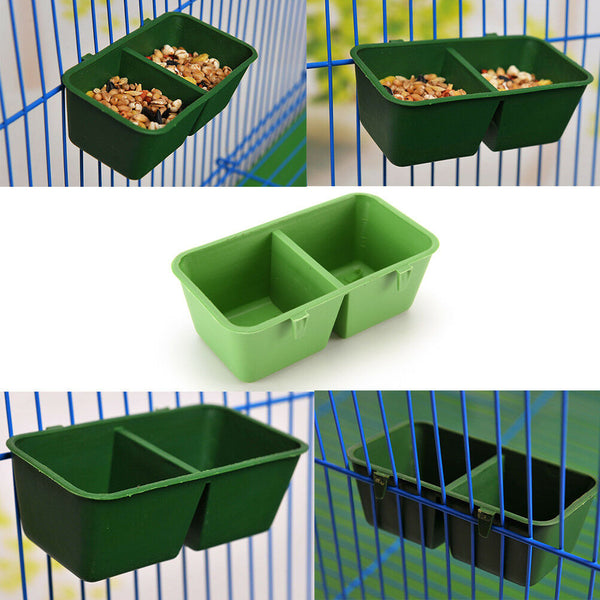 2 in 1 Parrot Food Water Bowl Cups Bird Pigeons Cage Sand Cup Feeding Feeder*~ES