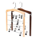 2PCS WOODEN 4 LAYER PANTS HANGER CLOSET SKIRT JEANS SLACK HANGERS STORAGE RACKS