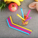 10pcs/Set Colorful Silicone Straws 9.8inch Reusable Straw 4 Bent 4 Straight