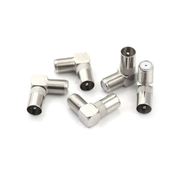 5PCS Right Angle TV Aerial F Connector Adapter RF Coaxial TV Cable Male  Z