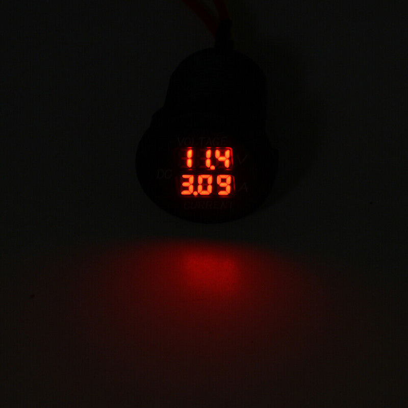 Waterproof 6-30V Red LED Digital Voltmeter Ammeter for Car Auto Motorcycle