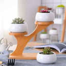 White Ceramic Succulent Flower Pot And Tray Bracket Combination Simple Crea H9D5