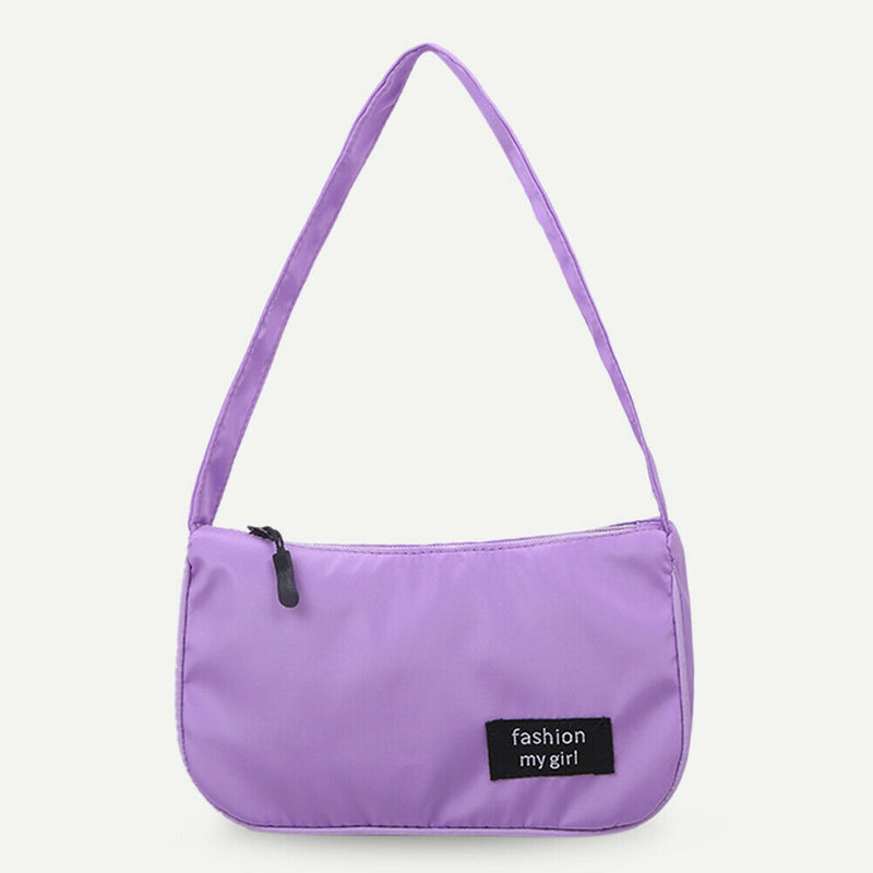 Casual Nylon Women Handbag Totes Female Zip Underarm Shoulder Bag (Purple)