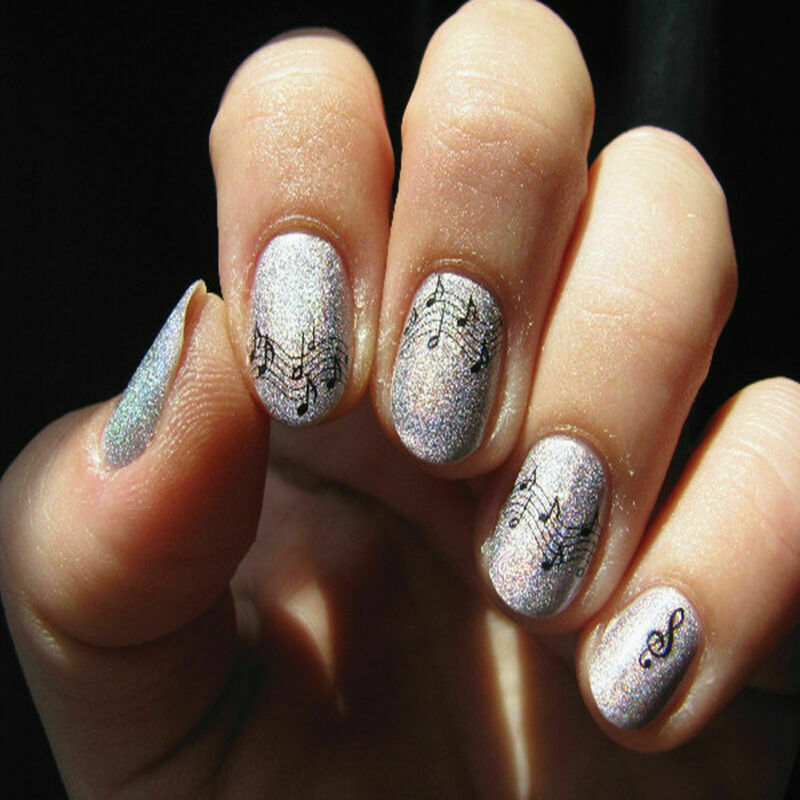 Women Music Note Water Transfer Nail Stickers Nail Tip Art Decals ManicureD S1K7