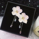 Women Acrylic Flower Dangle Earrings Petals Crystal Tassel Drop Earrings Jewelry