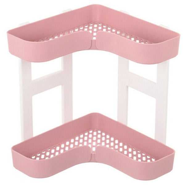 Double Layers Corner Storage Rack Bathroom L Shape Cosmetic Storage Shelf K