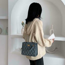 Solid Color Women Chain Handbag Leather Messenger Shoulder Tote Bag (Blue)