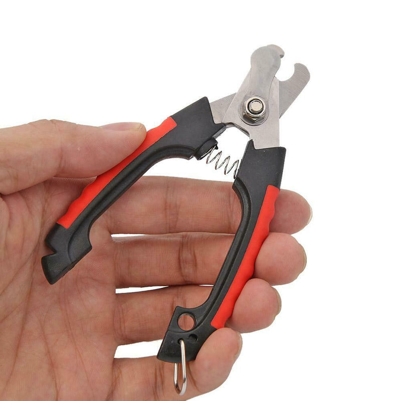 Stainless Steel Pet Nail Clipper Dog Cat Beauty Scissors Nail File (Red S)