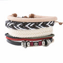 Man European Hot Retro Multilevel Cowhide Handmade Woven Bracelet A