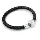 Weave Girls Leather Wristband Magnetic Rhinestone Buckle Bracelet Bangle h RFB