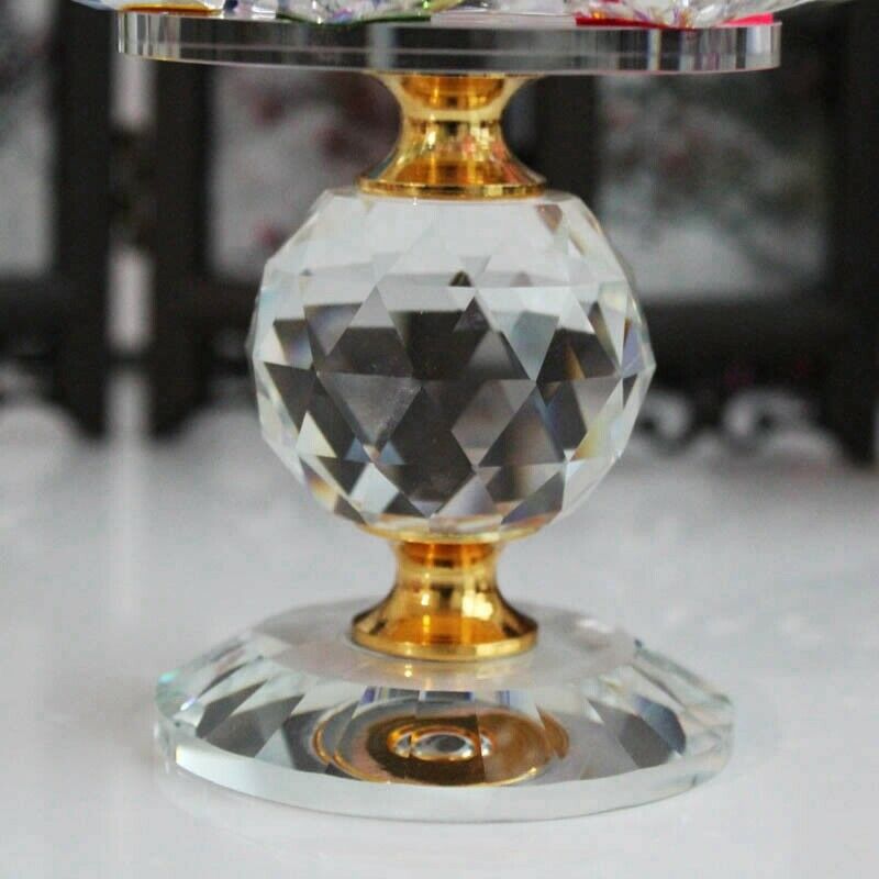 Glass Block Lotus Flower Metal Candle Holders Feng Shui Home Decor Big Teal R4D6