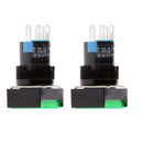 2 X Green LED Illuminated Square Push Button DC 12V Momentary Switch