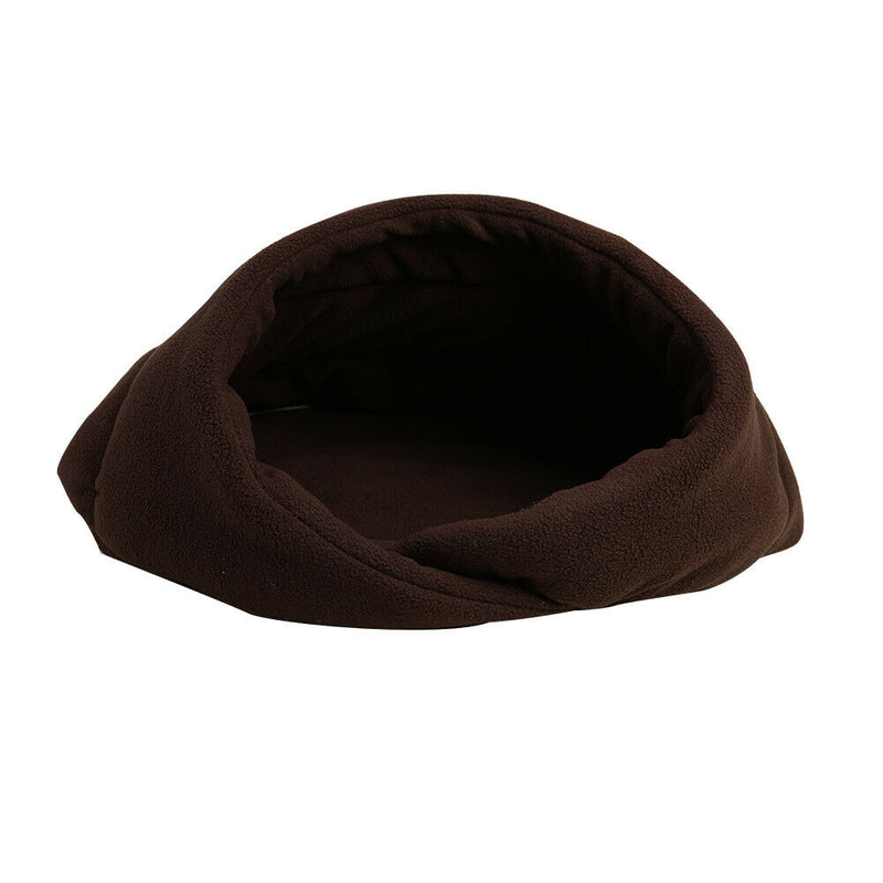 Warm Fleece Pet Sleeping Bag Nest Soft Kennel Cats Dog Bed House (Brown L) A