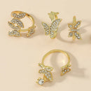 Korean Butterfly Rings Women Rhinestone Opening Knuckle Rings Jewelry Gift A