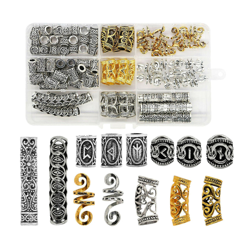 Hollow Viking Beard Beads Runes Necklace Hair Jewelry Bead Rune Dreadlock