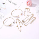 6pcs/Set Turquoise Stone Bracelet V-shaped Cuff Bangle Women Jewelry Gift A