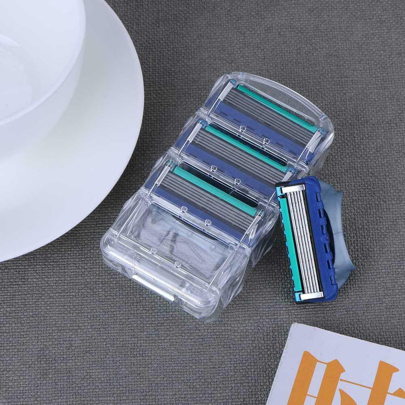 4pcs/Box Razor Blade 5-Layers Rasoir Shaving Dark Blue Razor Blades A