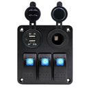 3 Gang Waterproof USB Toggle Automotive Switch Panel LED Car Marine Rocker B Gw