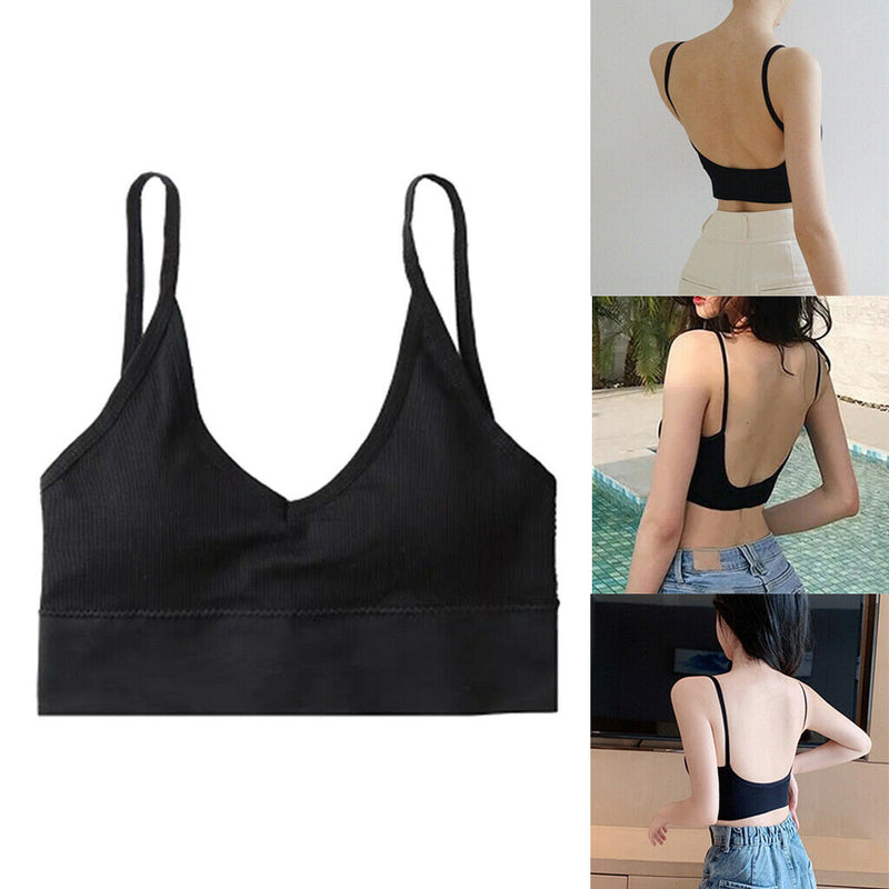 2PCS Women's Fashion Padded Bralette Summer Wirefree Comfort Bra Crop Top