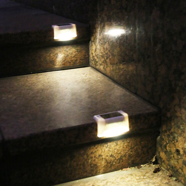 4pcs LED Outdoor Solar Wall Stair Light IP65 Porch Garden Lamp (Warm White)