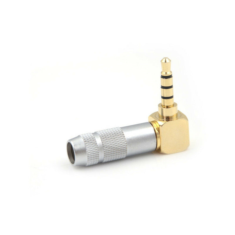 Metal Stereo 3.5mm 4 Pole 90 Degree Repair Headphone Jack Plug Cable Solder OHK
