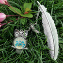 1X Luminous Night Owl Bookmarks Label Read Maker Feather Book Mark Stationery TE