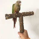 T-shape Wood Pet Parrot Perch Stand With Hook,