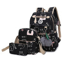Usb Charging Canvas Backpack 3 Pcs/Set Women School Backpacks Schoolbag for