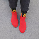 Stylish Mens Red Casual Cotton Fire Flame Hip Hop Socks Skateboard New best_,
