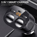 2-Way Cigarette Lighter Socket Splitter Dual USB + PD Charger Power Adapter Car