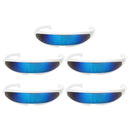 5x Blue Futuristic  Mirrored Sunglasses Narrow Shield Party Eyewear