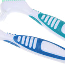 1Pc Denture Teeth Brush Easy Grip Handle Double Sided Toothbrushes Colour Ran BX