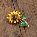 Womens Brooch Pin Sunflower Alloy Enamel Inlay Crystal Dress Shirt Suit Sweater