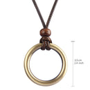 Simple Vinatge Round Pendant Necklace Punk Jewelry for Women Men Leather Chain